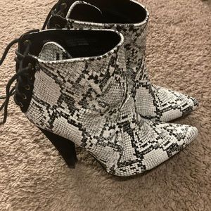 White snake print booties